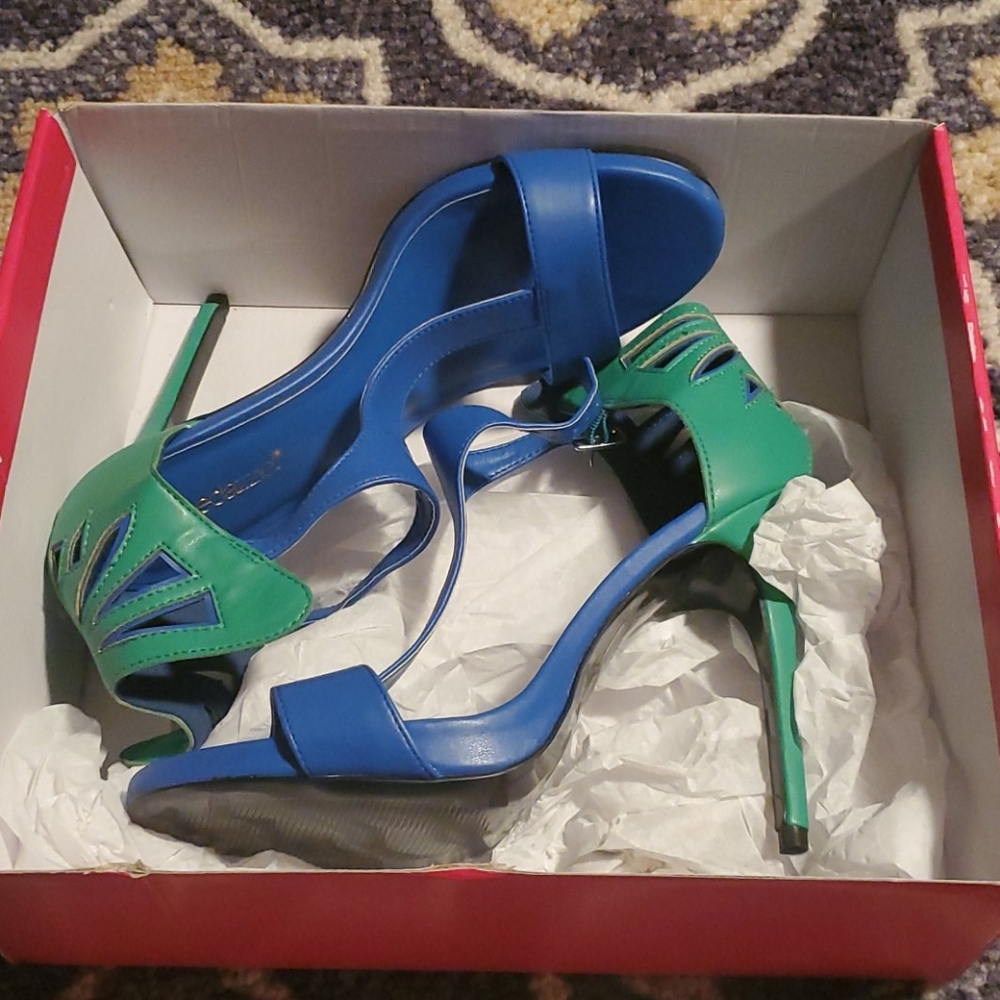 Blue/green heels